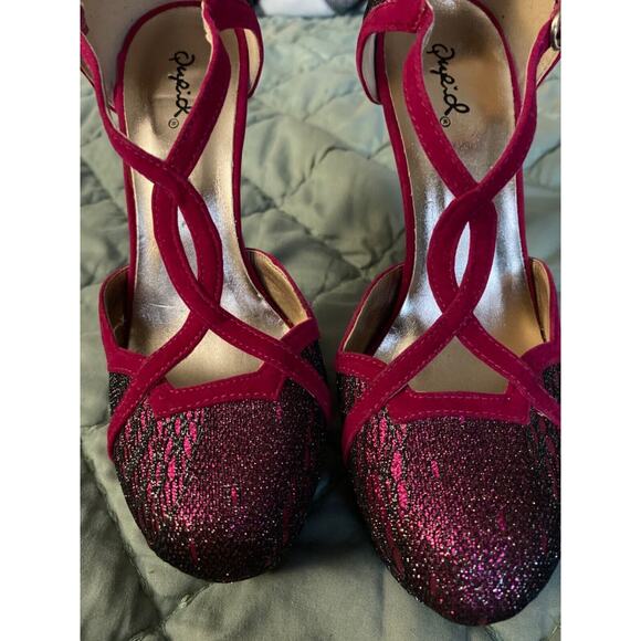 Qupid Pink and Purple Glitter Platform Stiletto Size 8 - Picture 4 of 4